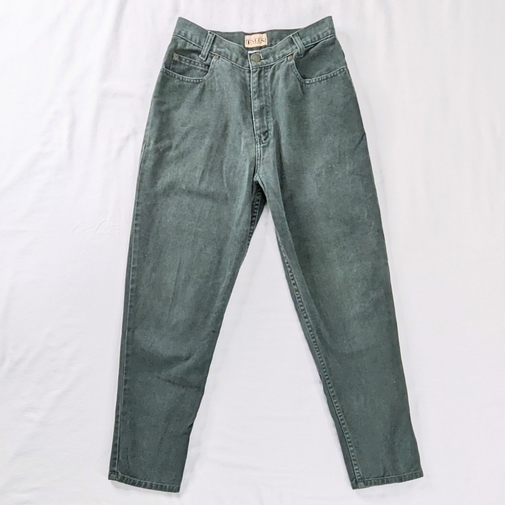 VTG Washed Green High Rise Tapered Leg 90s Mom Jeans